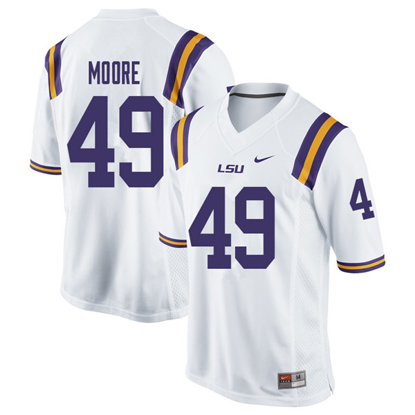 Men #49 Travez Moore LSU Tigers College Football Jerseys Sale-White - Click Image to Close